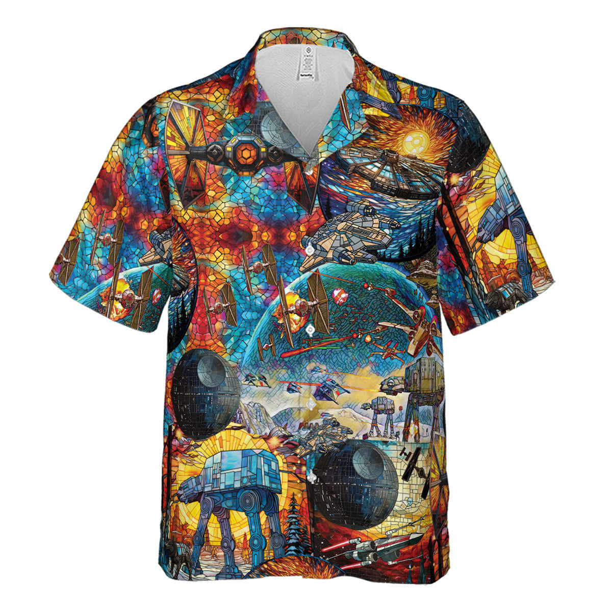 Spaceships Death Star Suncatcher Glass Hawaiian Shirt