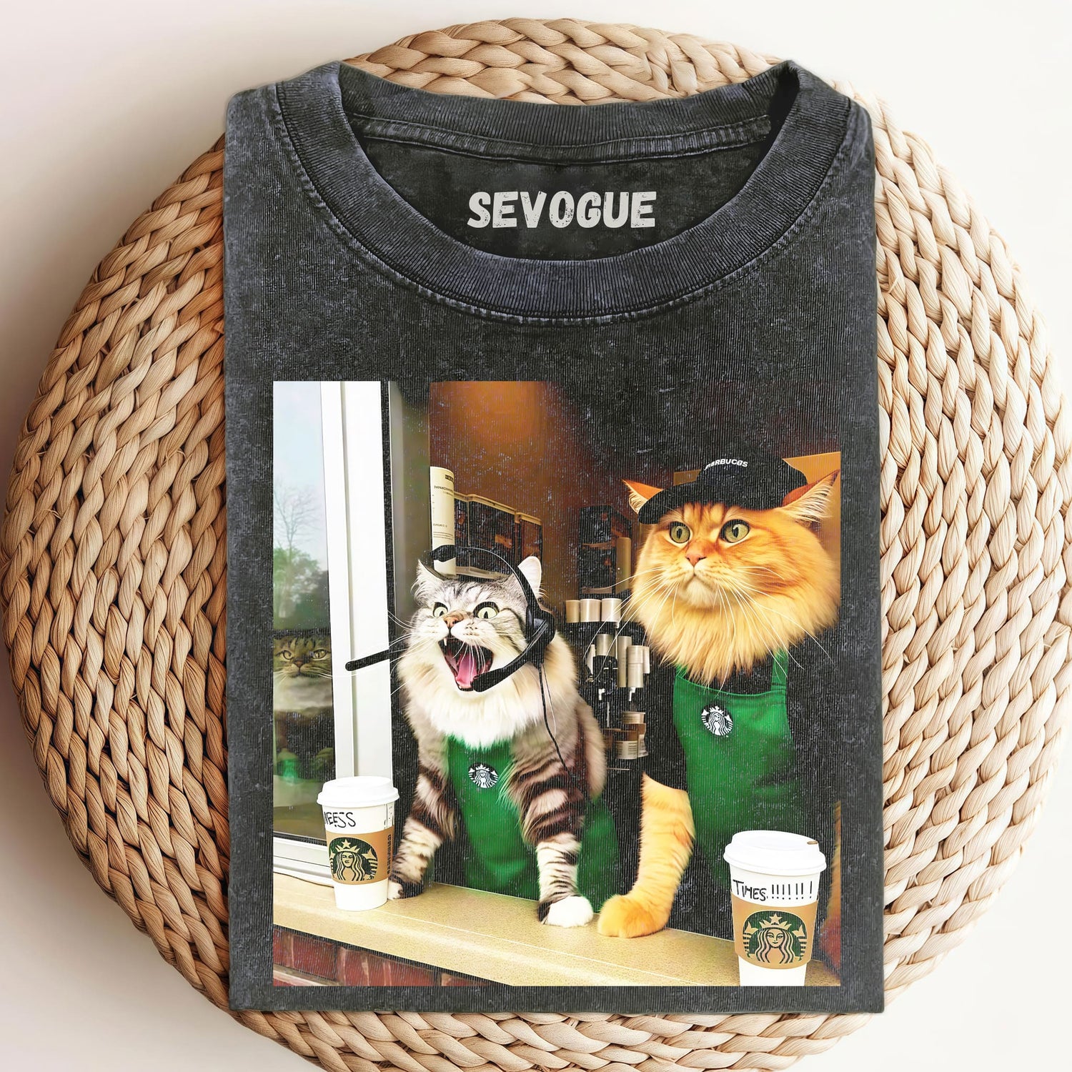 Starbucks Cat Clerk Unisex Tee, Sweatshirt & Hoodie