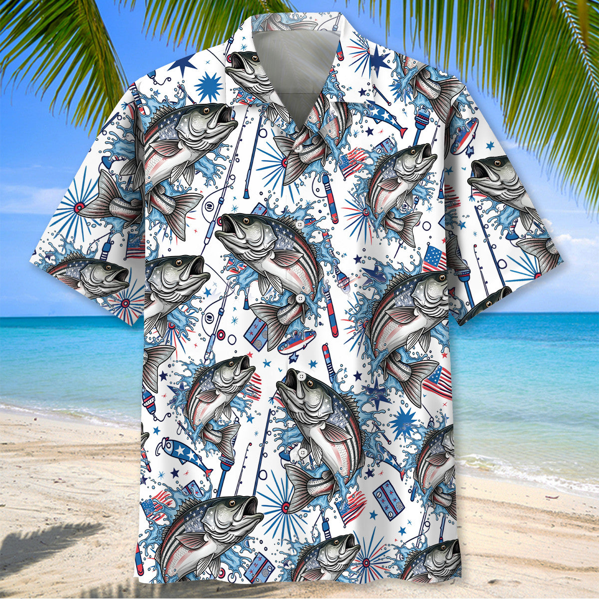 Stripe Bass America Hawaiian Shirt