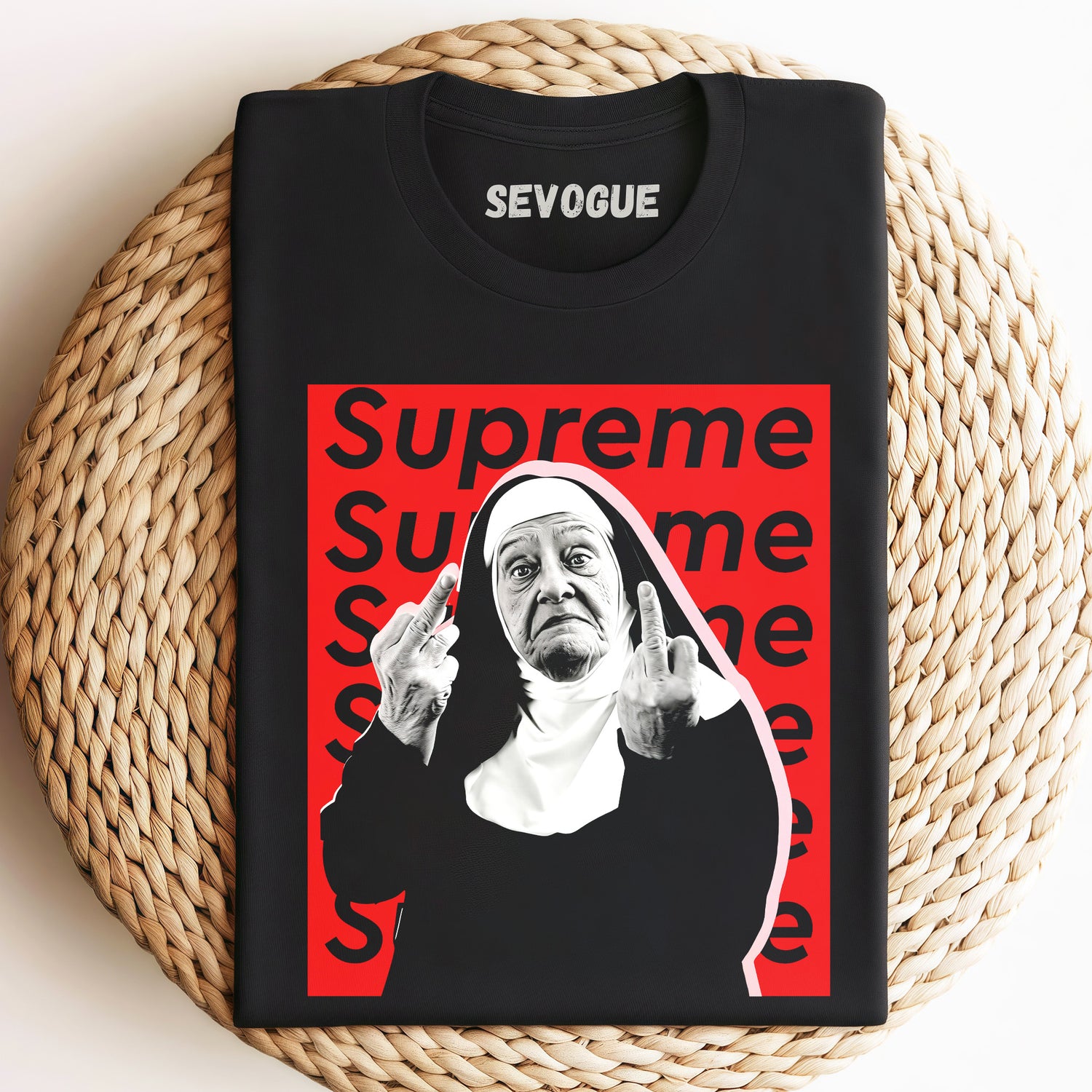 Supreme Nun Giving The Middle Finger Unisex Tee, Sweatshirt & Hoodie