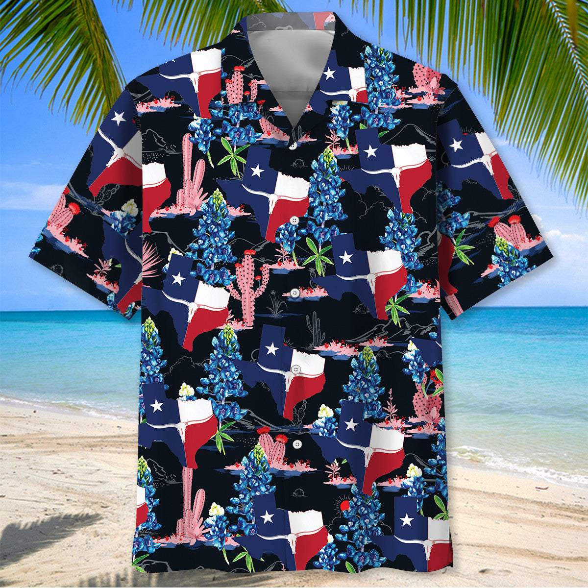 Texas Cactus Longhorn Hawaiian Shirt