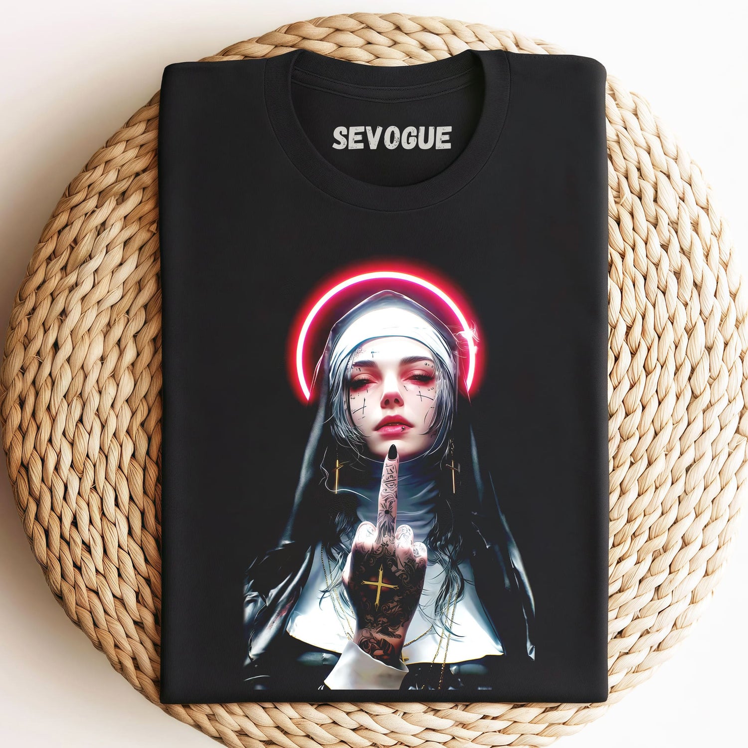 The Nun Raised Her Middle Finger Unisex Tee, Sweatshirt & Hoodie