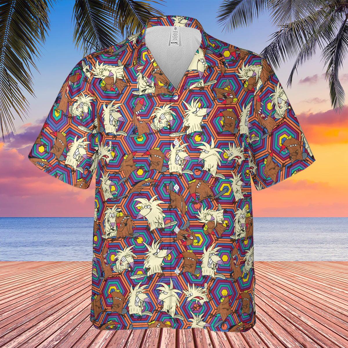 The Angry Beavers Pattern Hawaiian Shirt