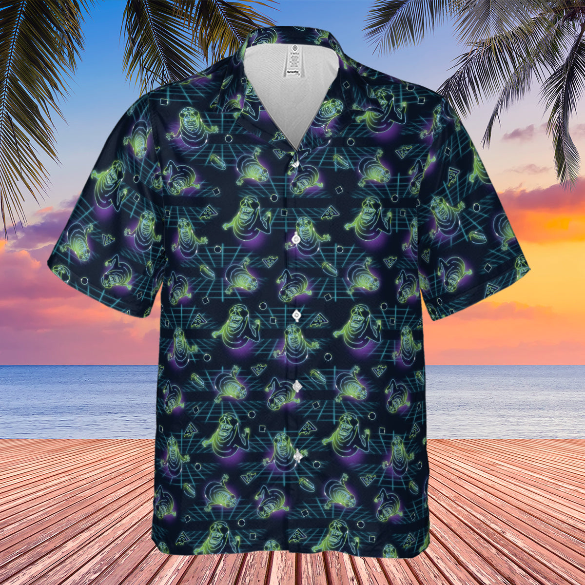 The Real Ghostbusters Slimer Classics Retro Hawaiian Shirt
