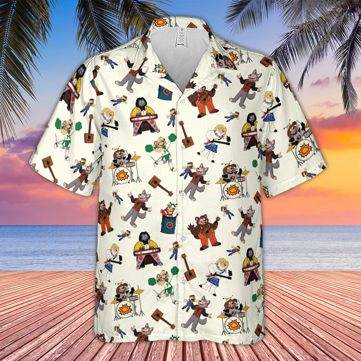 The Rock-afire Explosion Pattern Hawaiian Shirt