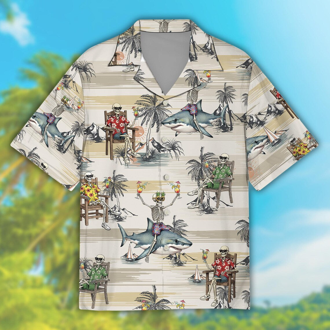 Skeleton Shark Hawaiian Shirt