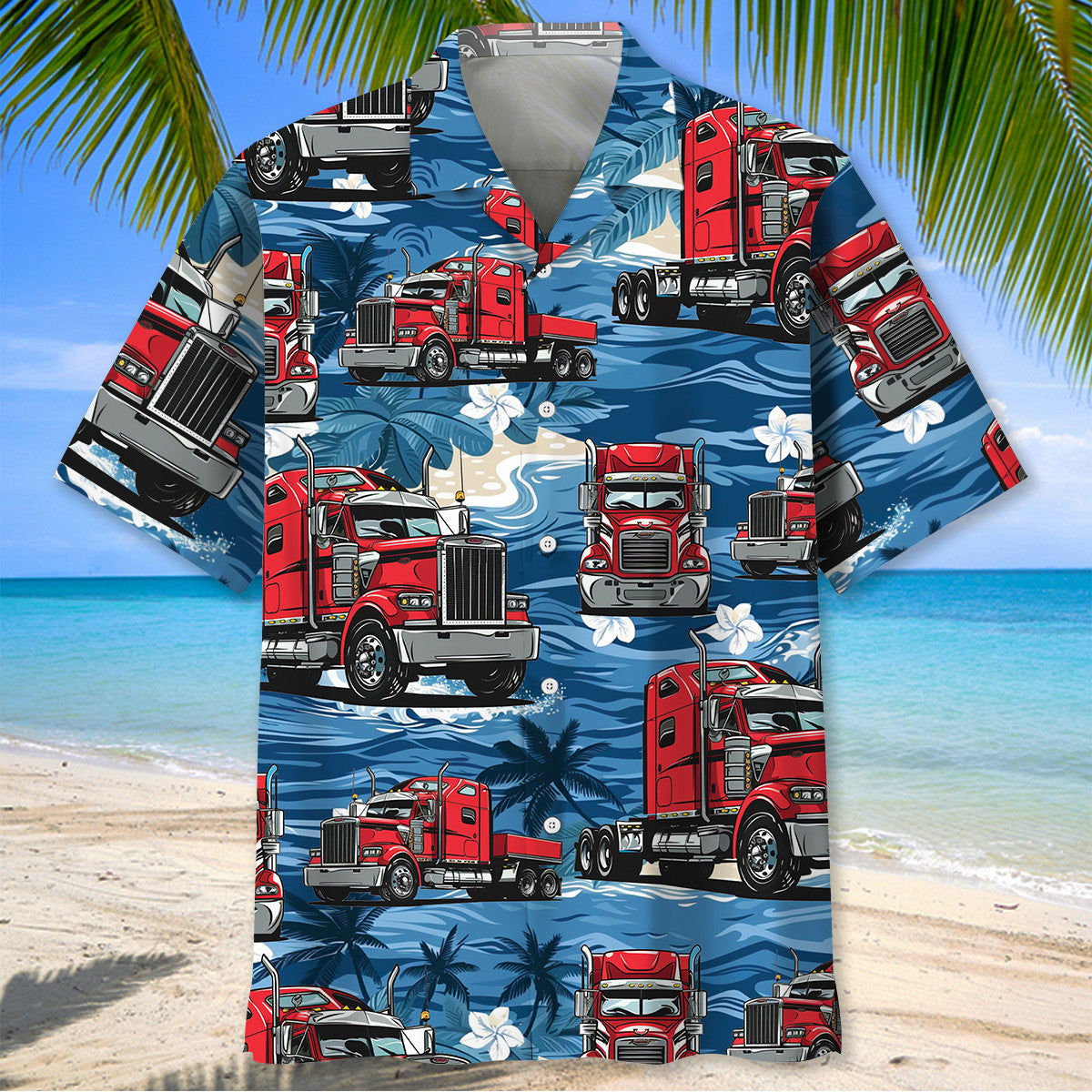 Tropical Beach Red Truck Hawaiian Shirt