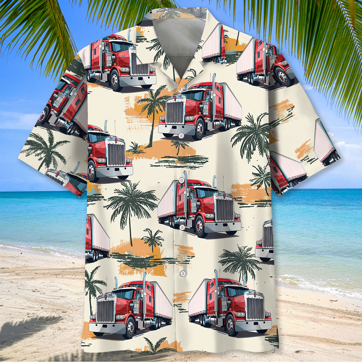 Tropical Palm Tree Big Truck Hawaiian Shirt