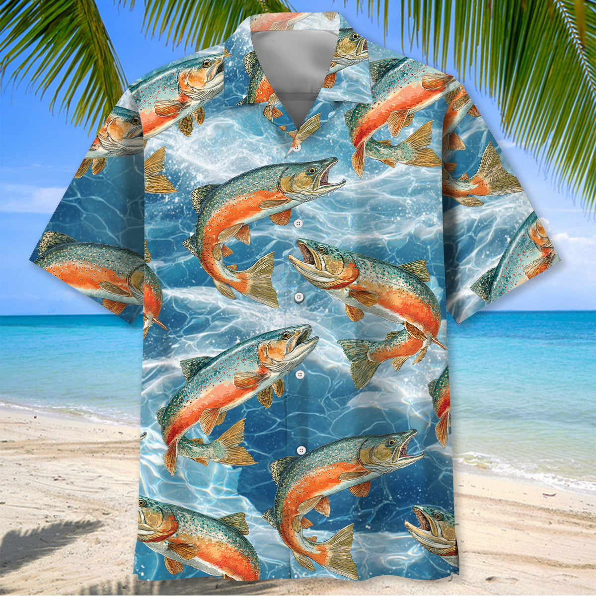 Trout Fishing Blue Water Hawaiian Shirt