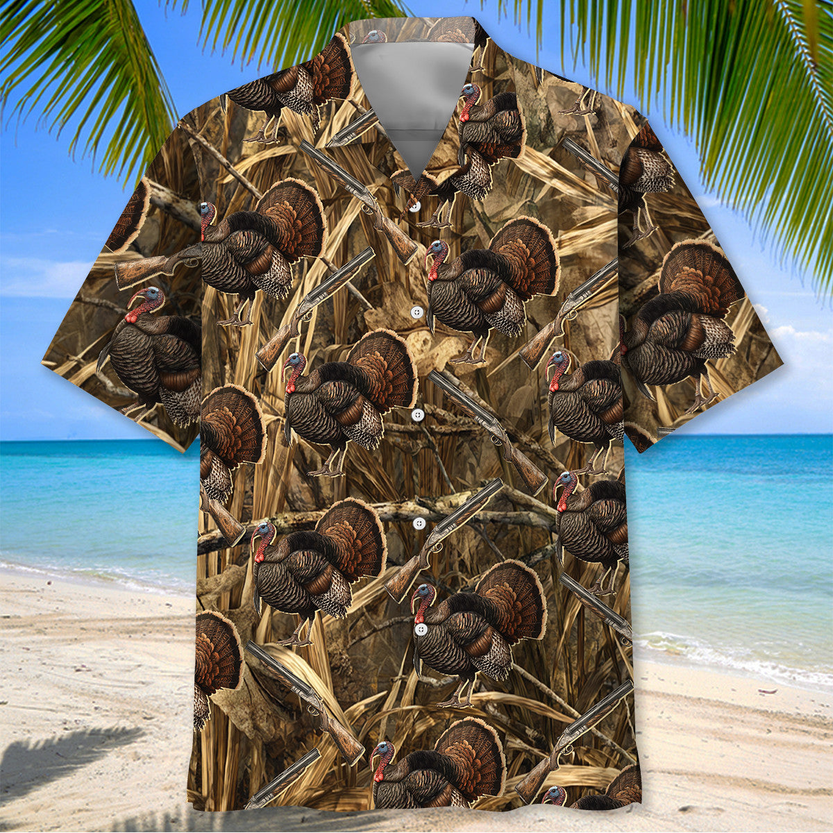 Turkey Hunting Camo Grass Hawaiian Shirt