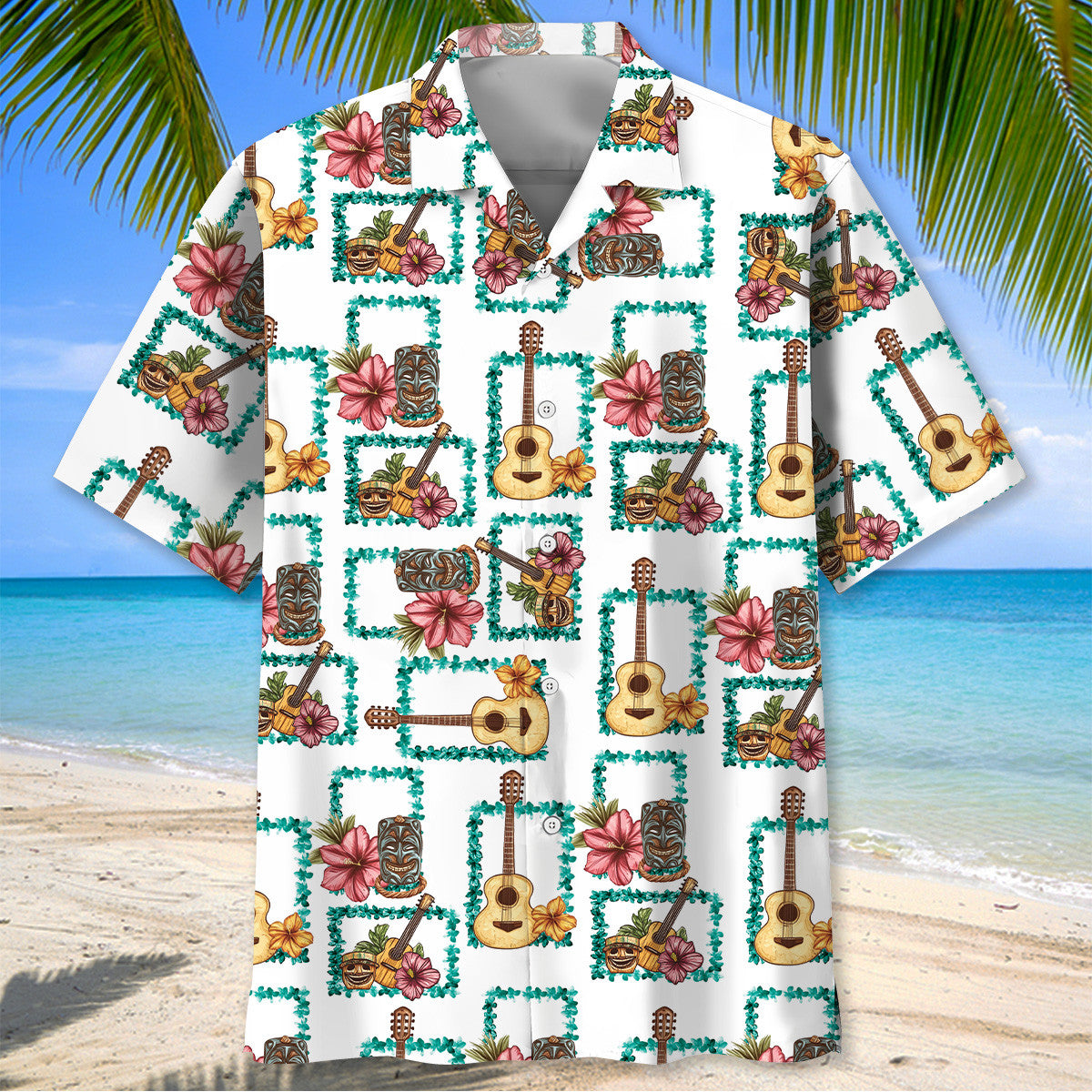 Ukulele Tiki Aloha Hawaiian Shirt