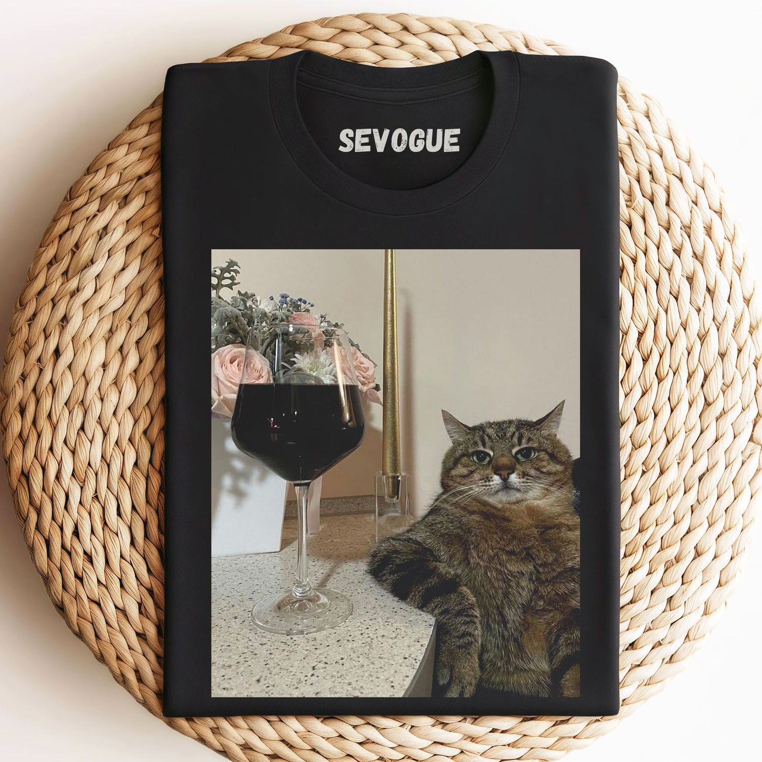 Unbothered Wine Cat Unisex Tee, Tank Top, Layered LS, Sweatshirt & Hoodie
