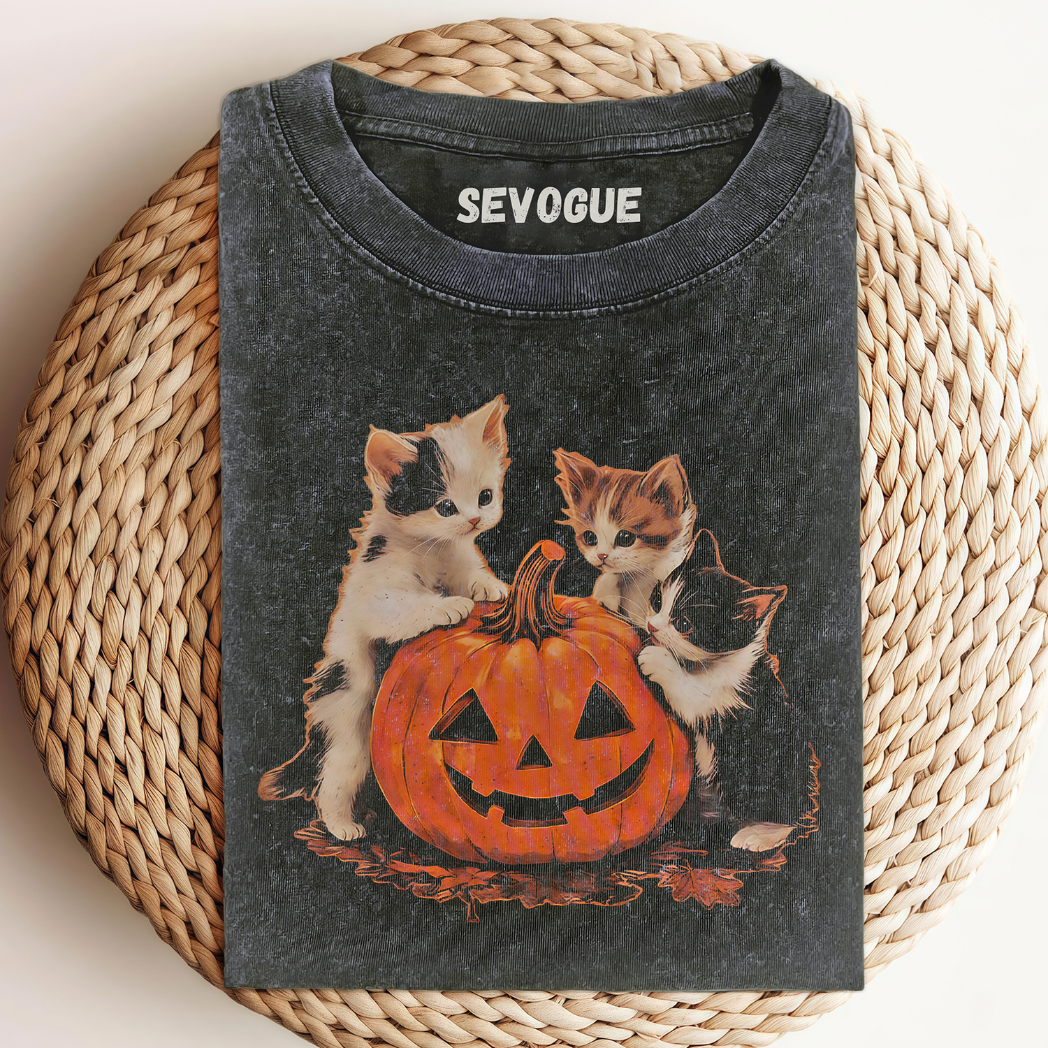 Vintage 90s Pumpkin Cat Halloween Unisex Tee, Sweatshirt & Hoodie