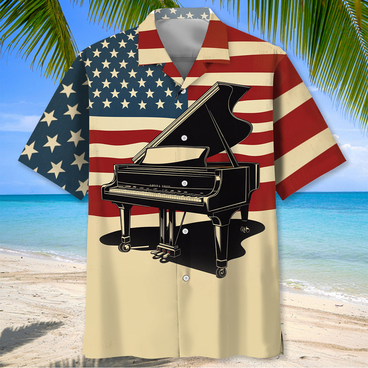 Vintage Piano Proud Of America Hawaiian Shirt