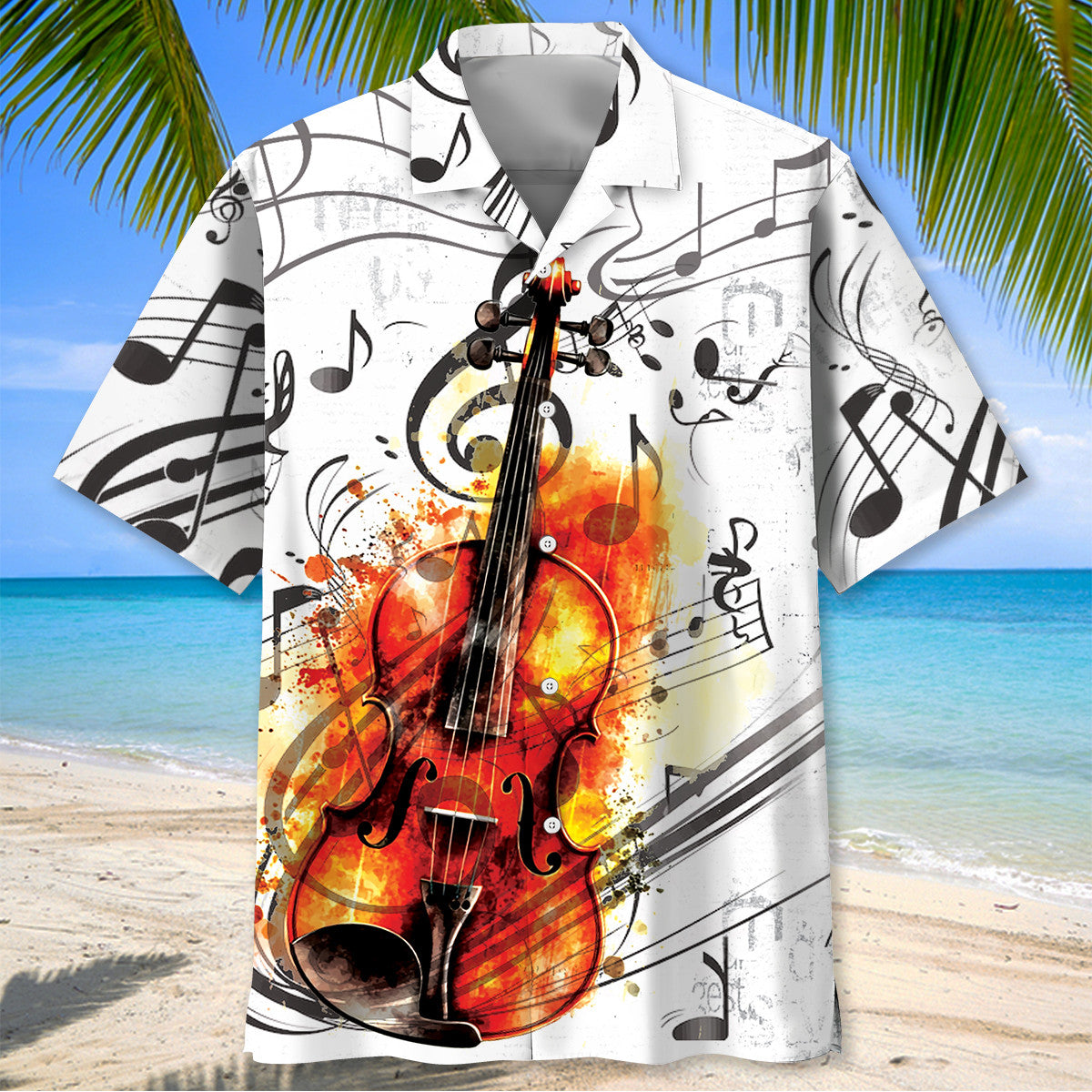 Violin Art Black White Hawaiian Shirt