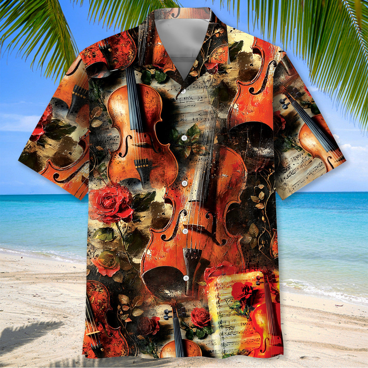 Violin Rose Hawaiian Shirt