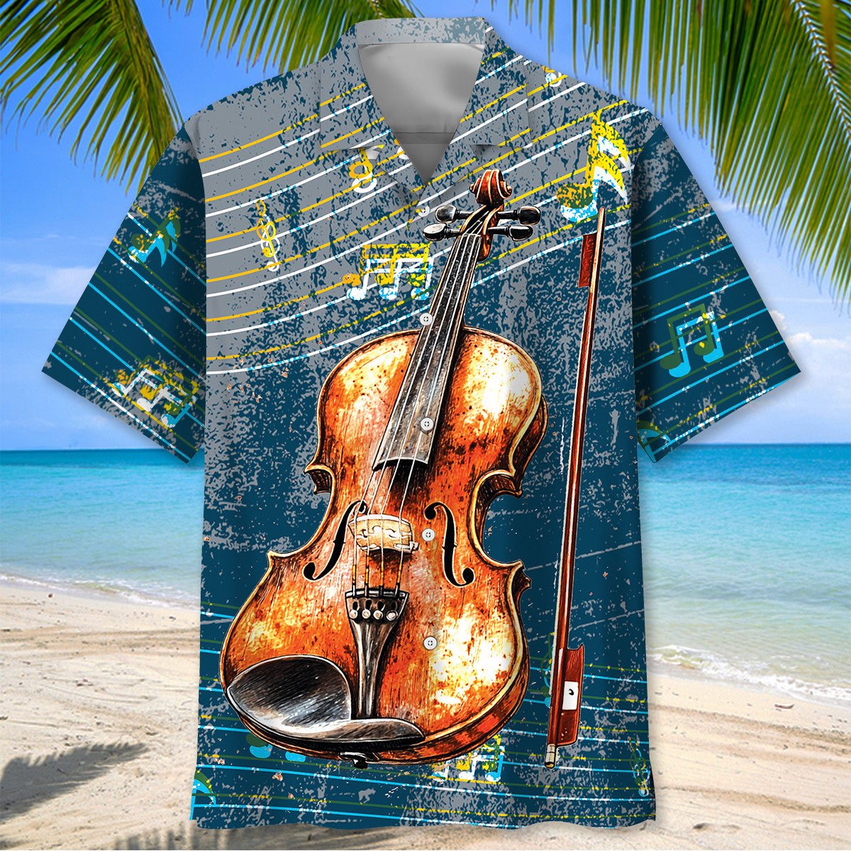 Violin Vintage Blue Hawaiian Shirt