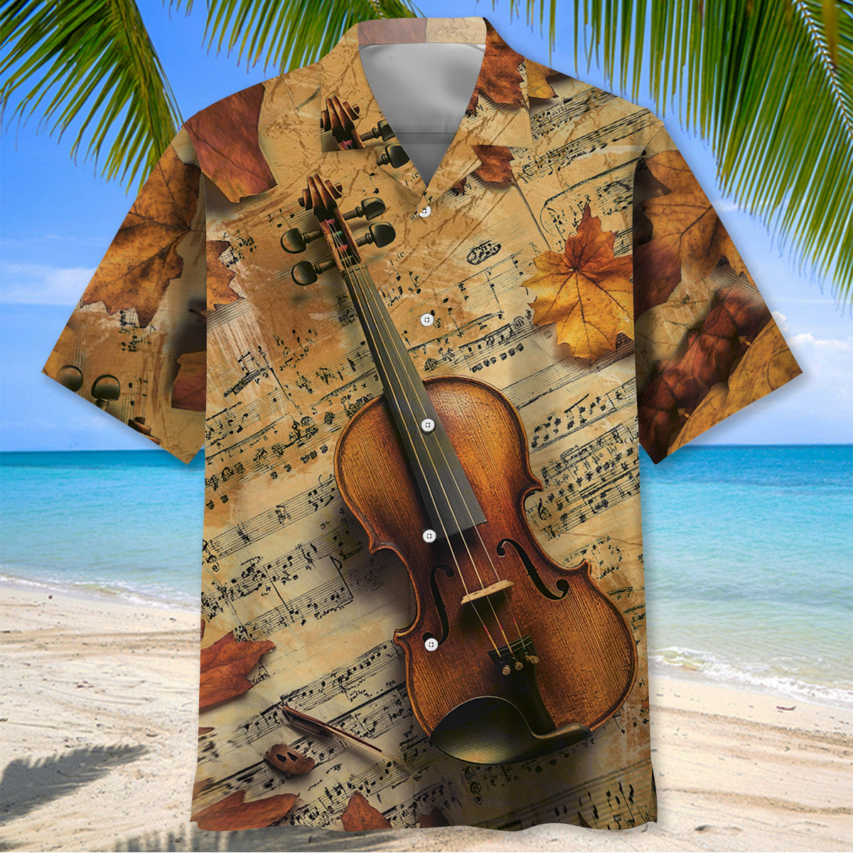 Violin Vintage Maple Leaf Hawaiian Shirt