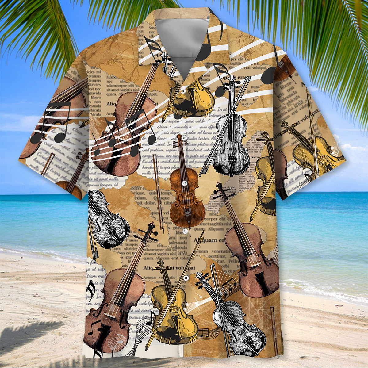 Violin Vintage Newspaper Hawaiian Shirt