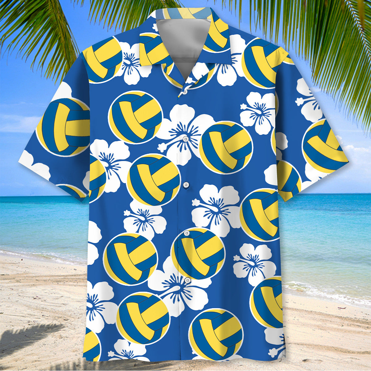 Volleyball Hibiscus Flower Hawaiian Shirt
