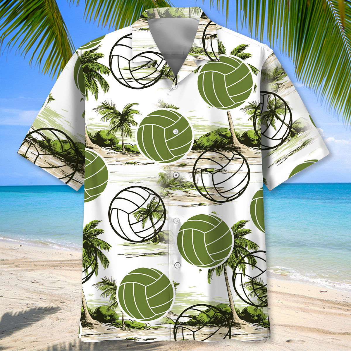 Volleyball Palm Tree Beach Hawaiian Shirt