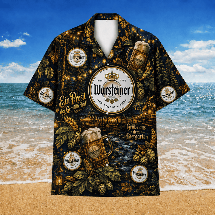 Warsteiner Natur-Hawaiihemd Grünes Bierhemd Hawaiian Shirt