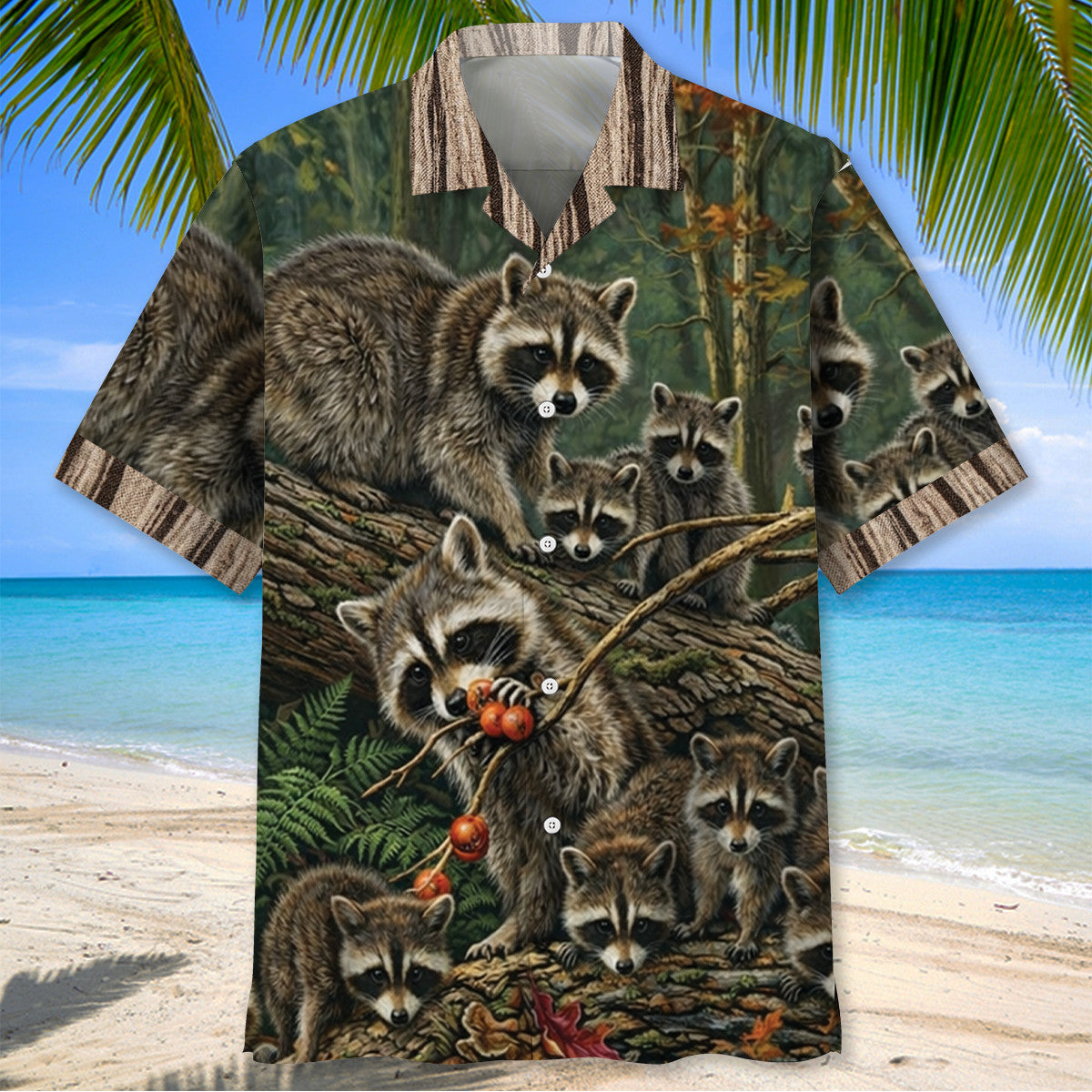 Whimsical Raccoon Woodland Hawaiian Shirt