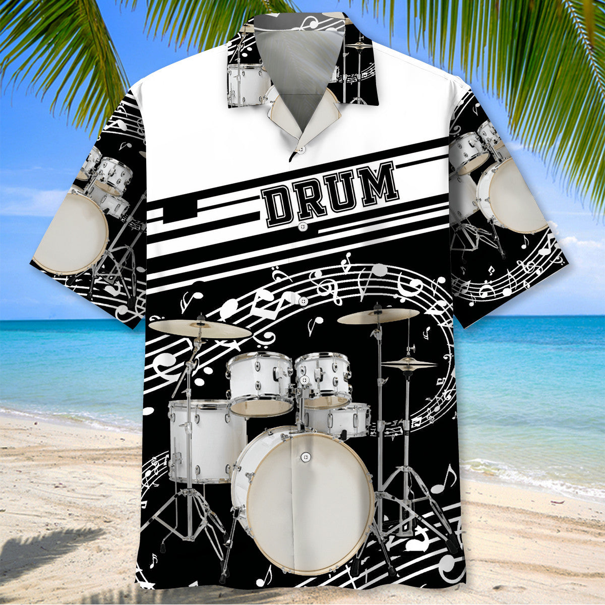 White Drum Set Hawaiian Shirt