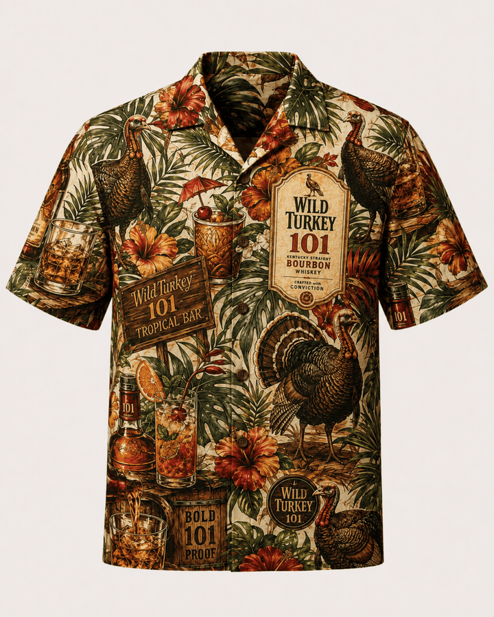 Wild Turkey 101 Tropical Bar Hawaiian Shirt