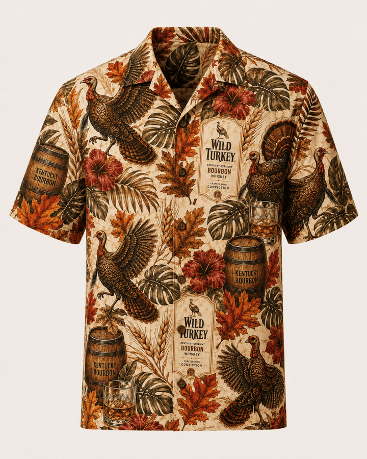 Wild Turkey Autumn Bourbon Hawaiian Shirt
