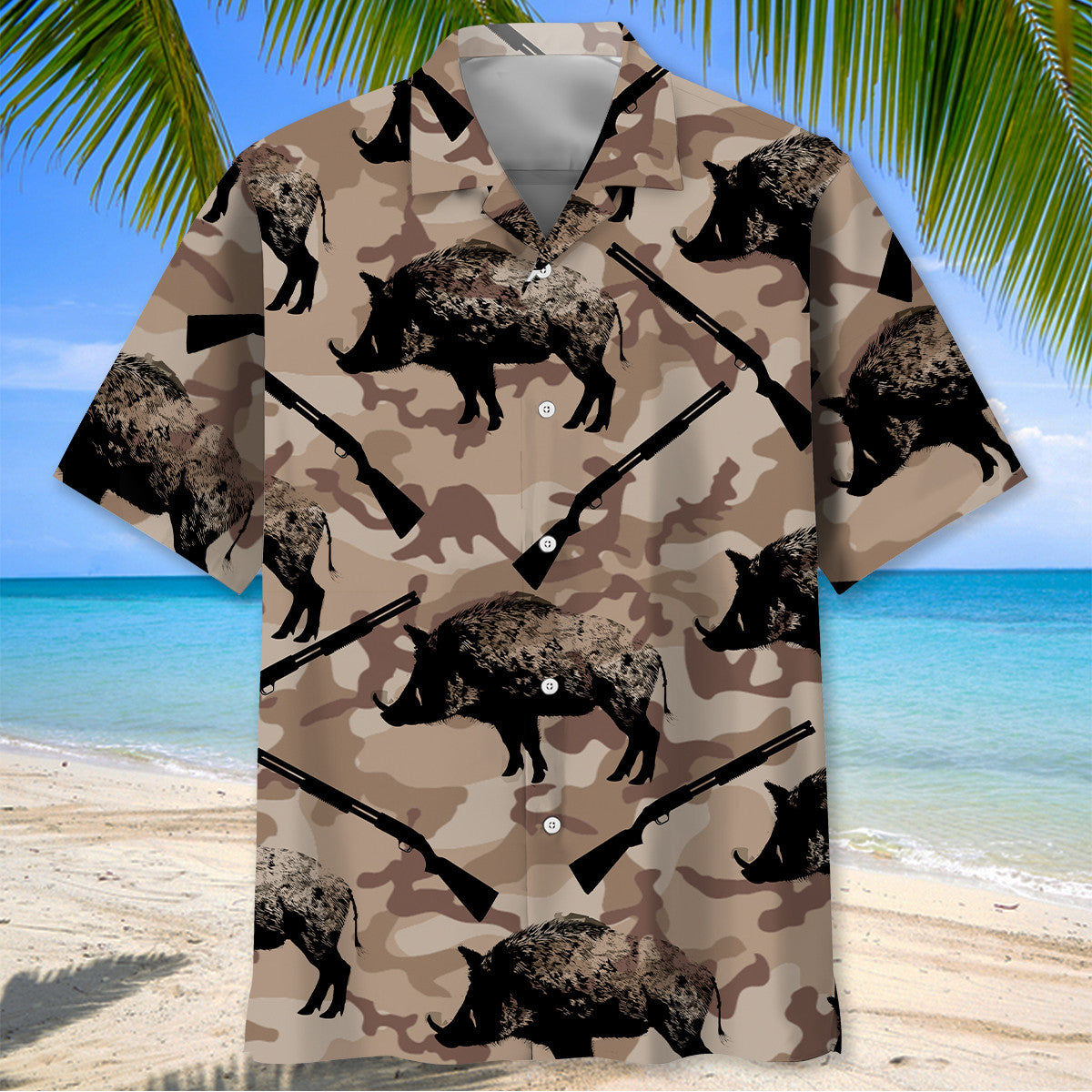 Wild Boar Hunting Camouflage Hawaiian Shirt