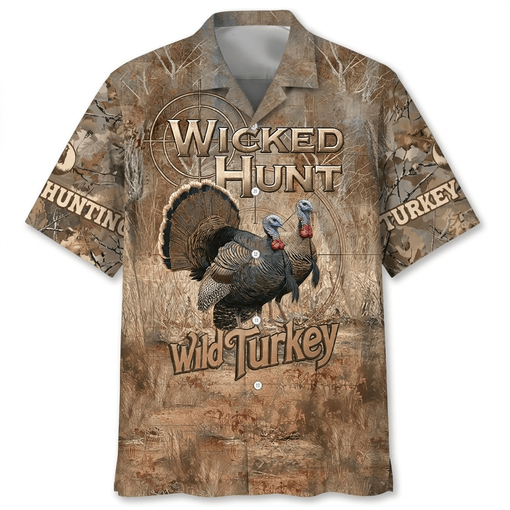 Wild Turkey Hunting Wicked Hunt Hawaiian Shirt