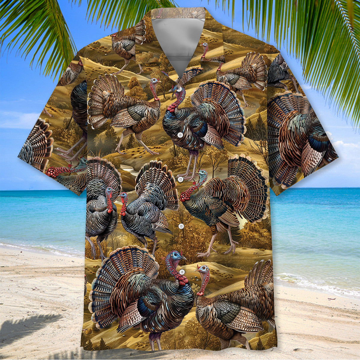 Wild Turkey Hunting Woodland Hawaiian Shirt