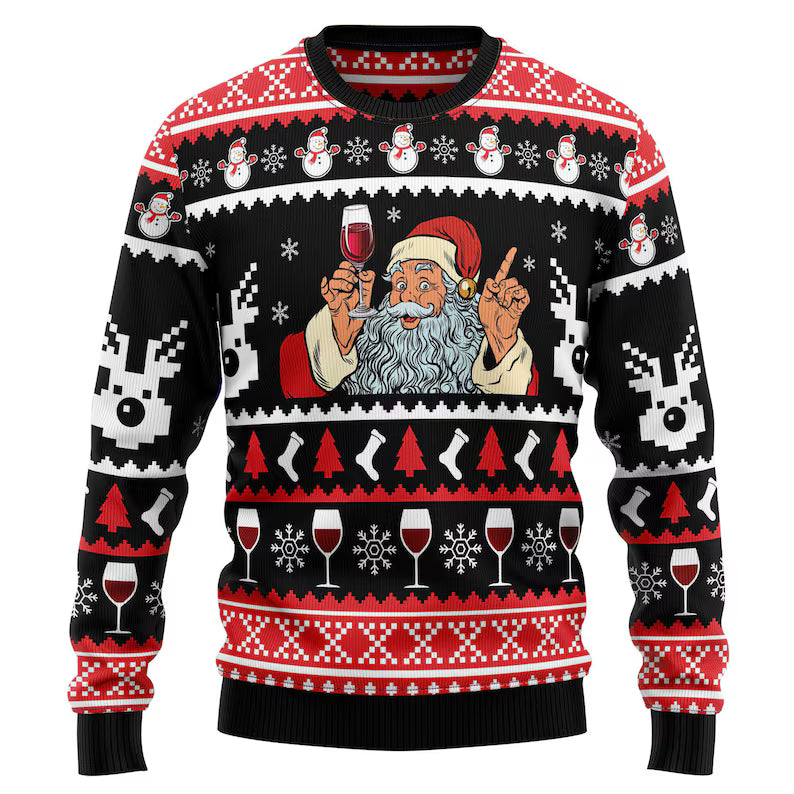 Wine Funny Santa Ugly Sweater