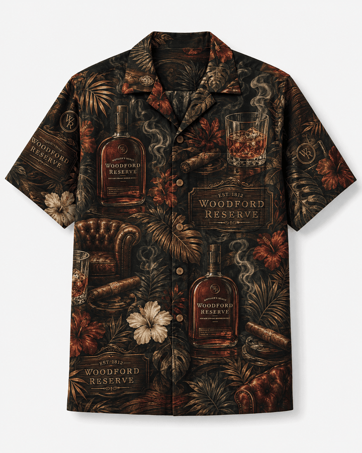 Woodford Reserve Cigar Lounge Bourbon Hawaiian Shirt